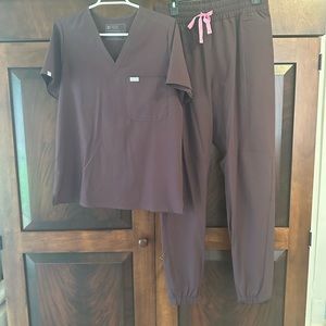 Chocolate Brown FIGS scrubs set